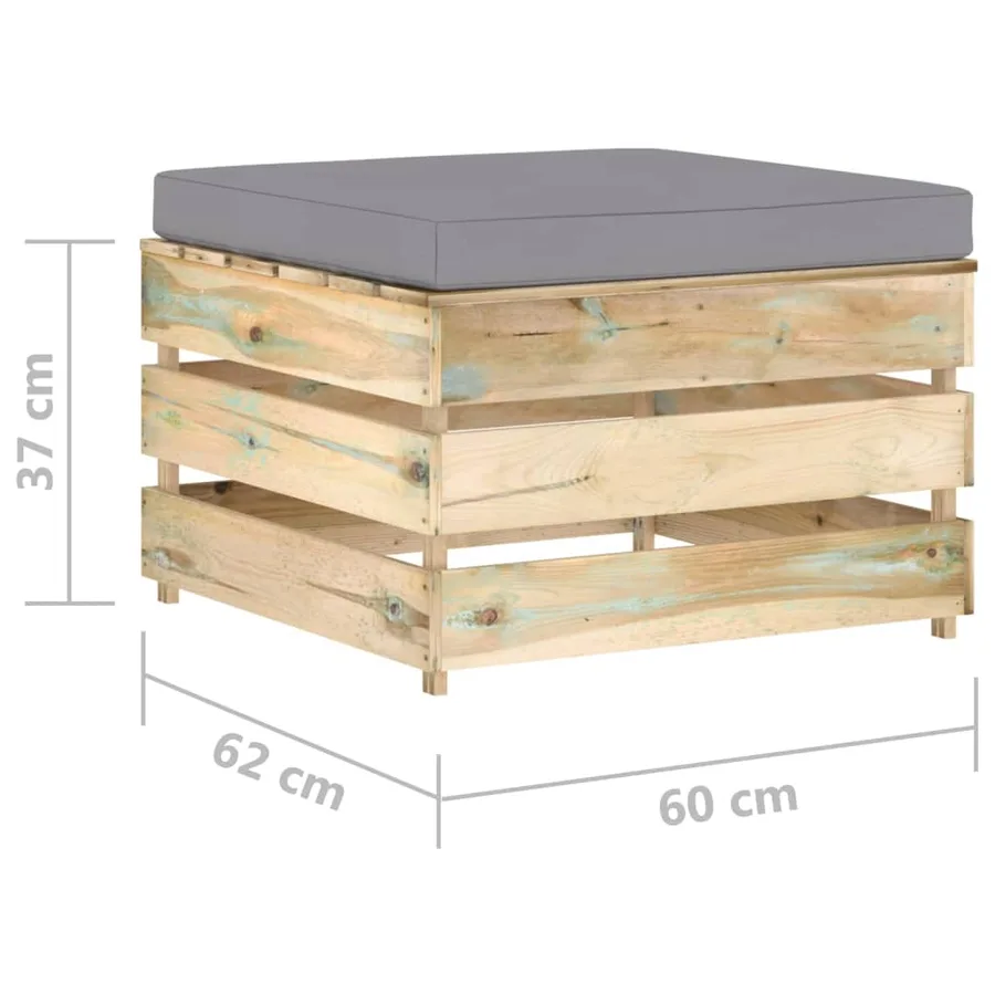 Salon de jardin 2 pcs avec coussins Bois imprégné de vert - 8