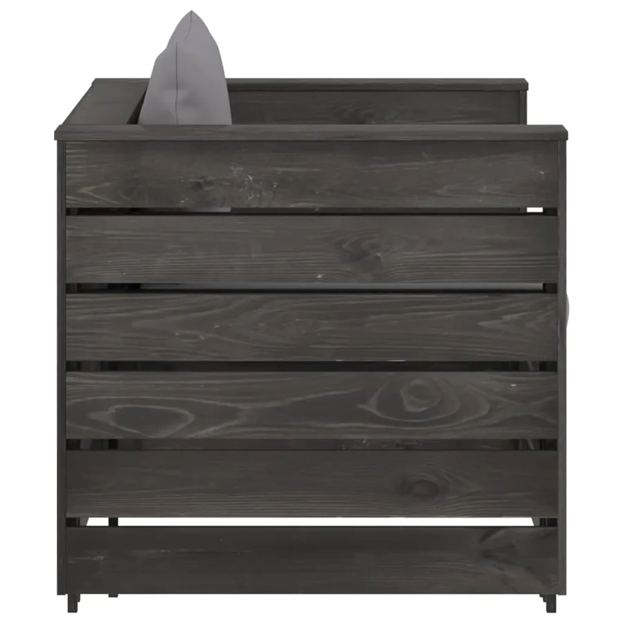 Salon de jardin 2 pcs avec coussins Bois imprégné de gris - 5