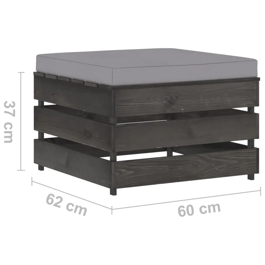 Salon de jardin 2 pcs avec coussins Bois imprégné de gris - 8