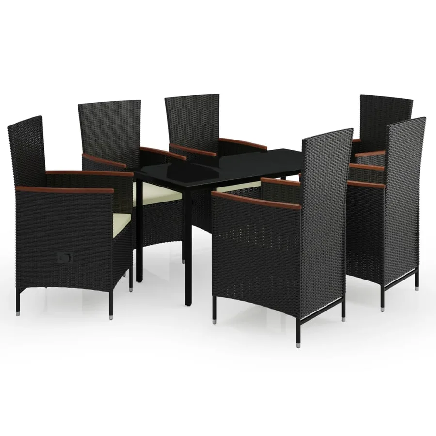 Ensemble à manger de jardin avec coussins 7 pcs Noir - 2