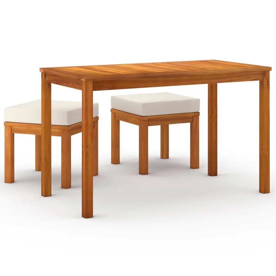 Ensemble à manger de jardin 3 pcs et coussins Acacia solide - 2