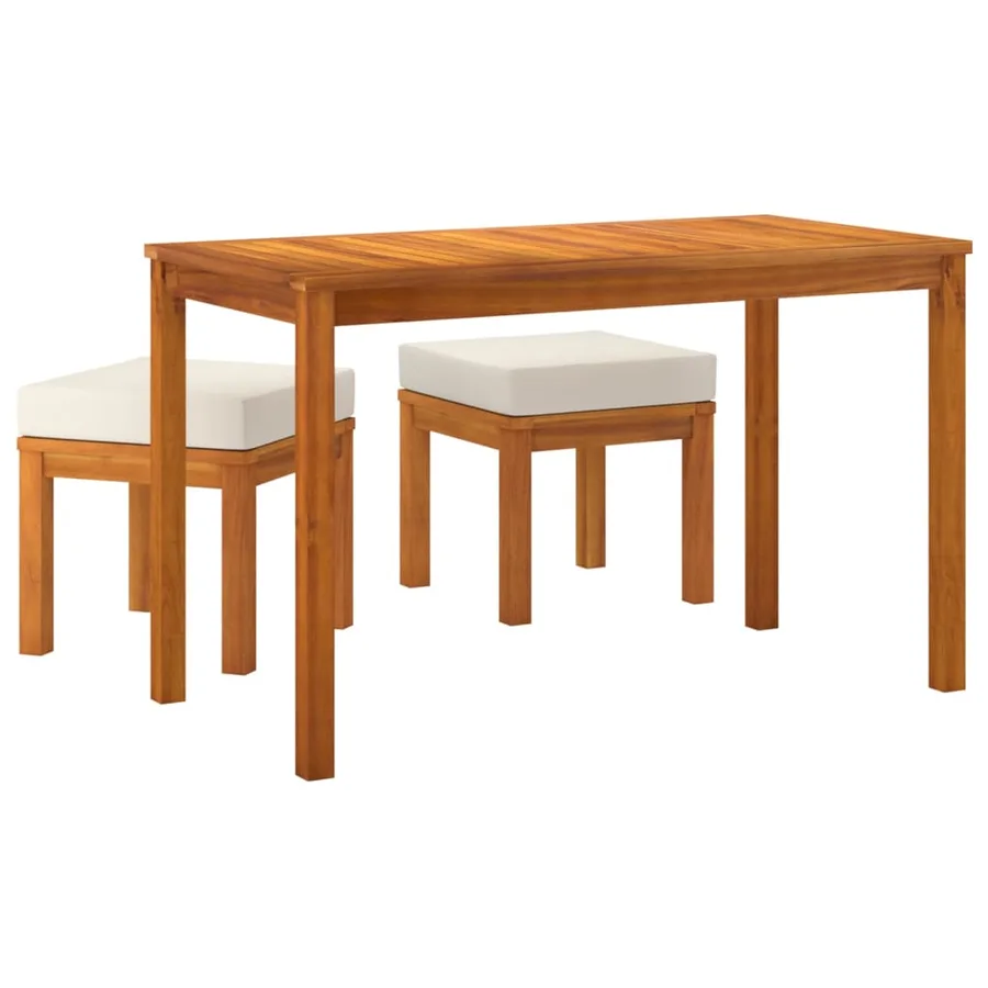 Ensemble à manger de jardin 3 pcs et coussins Acacia solide - 3