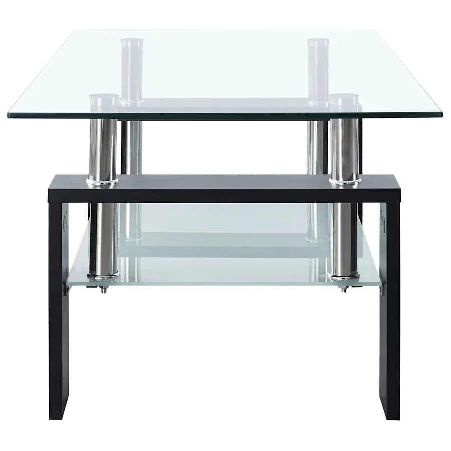 Table basse Noir et transparent 95x55x40 cm Verre trempé - 5