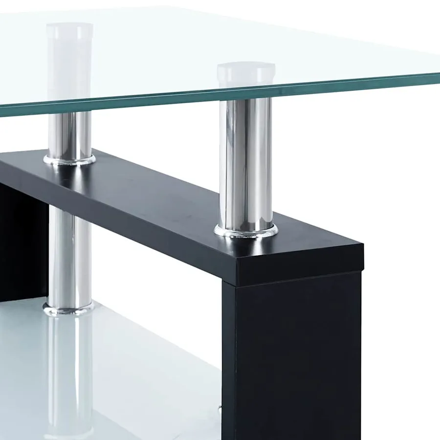 Table basse Noir et transparent 95x55x40 cm Verre trempé - 7