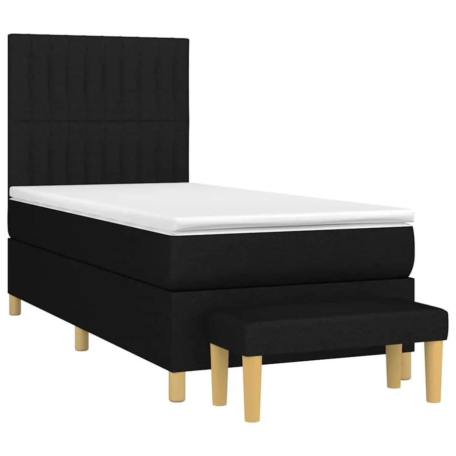 Sommier à lattes de lit avec matelas Noir 90x190 cm Tissu - 3