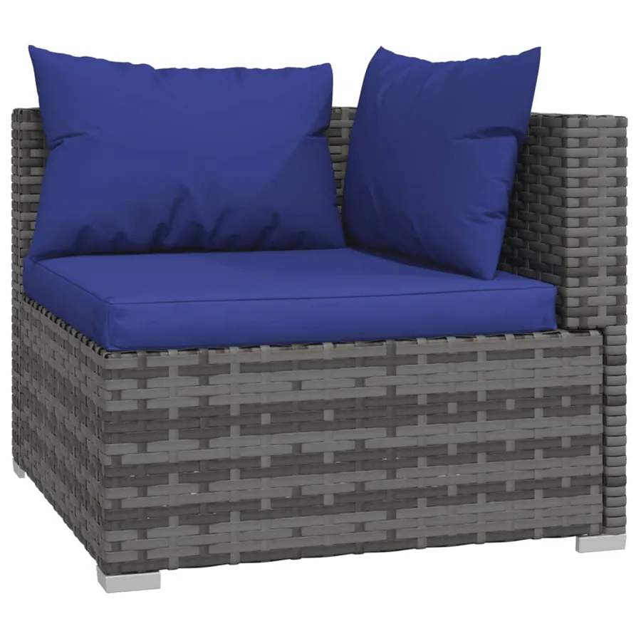 Salon de jardin 6 pcs avec coussins résine tressée gris - 4