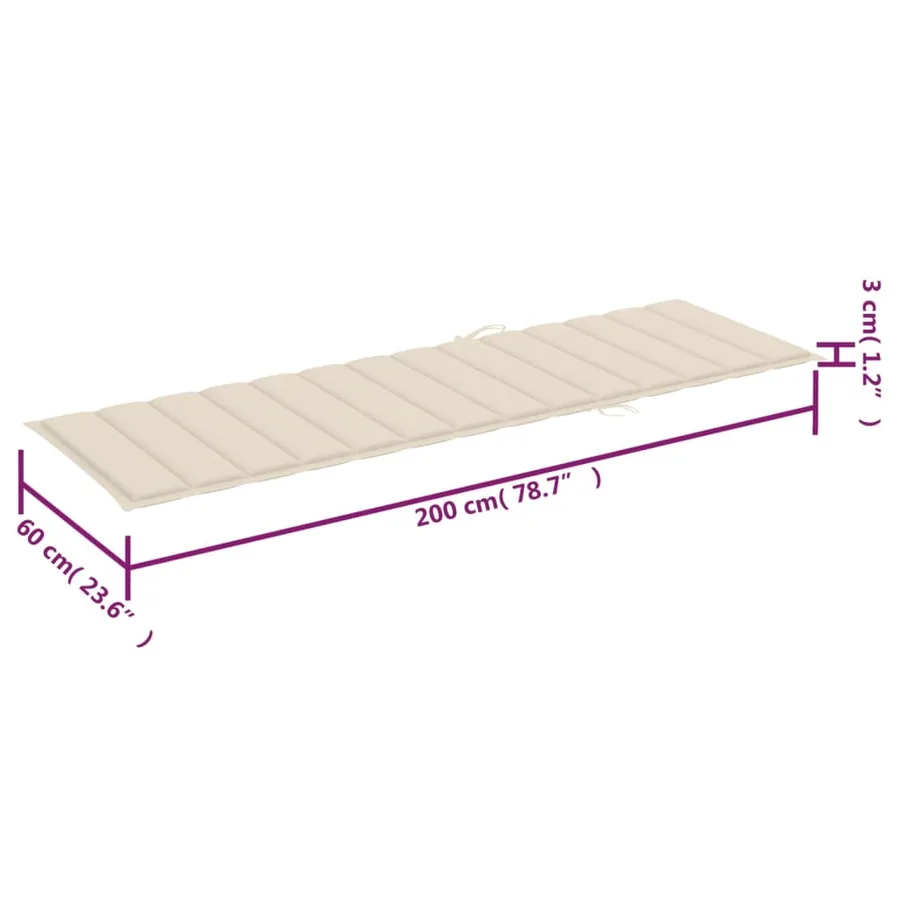 Chaises longues lot de 2 avec table et coussins Acacia solide - 20