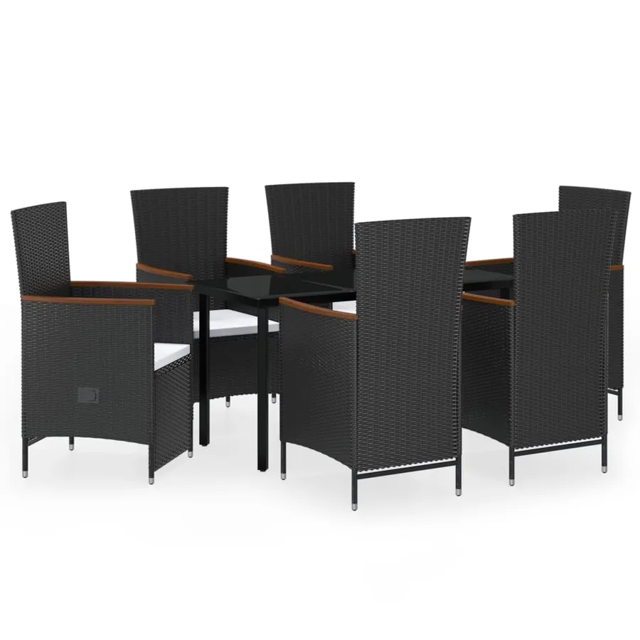 Ensemble à manger de jardin avec coussins 7 pcs Noir - 2