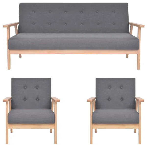 Ensemble de canapés 3 pcs Tissu Gris foncé