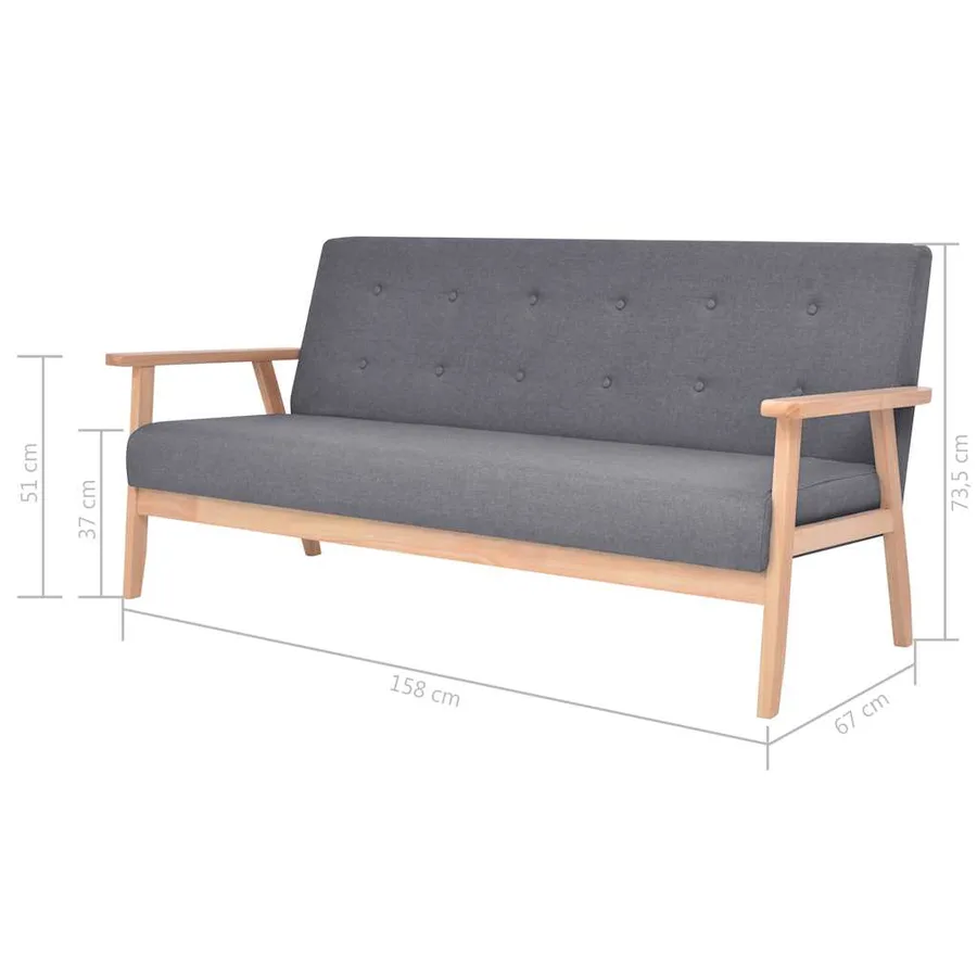 Ensemble de canapés 3 pcs Tissu Gris foncé - 10