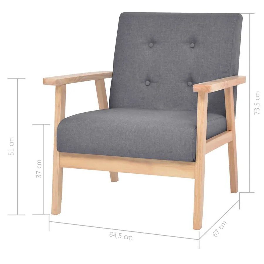 Ensemble de canapés 3 pcs Tissu Gris foncé - 11