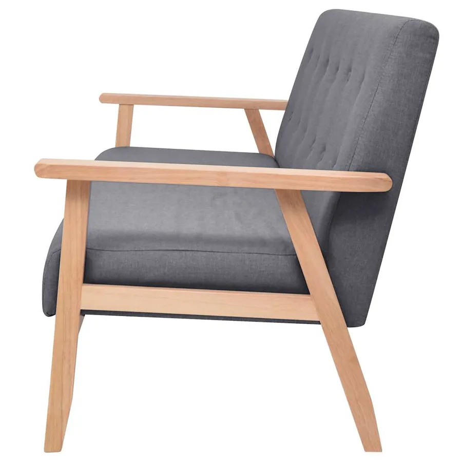 Ensemble de canapés 3 pcs Tissu Gris foncé - 4