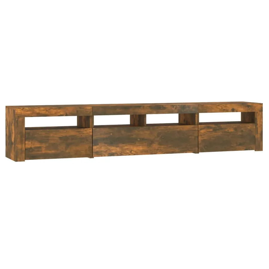 Meuble TV avec lumières LED Chêne fumé 210x35x40 cm - 7