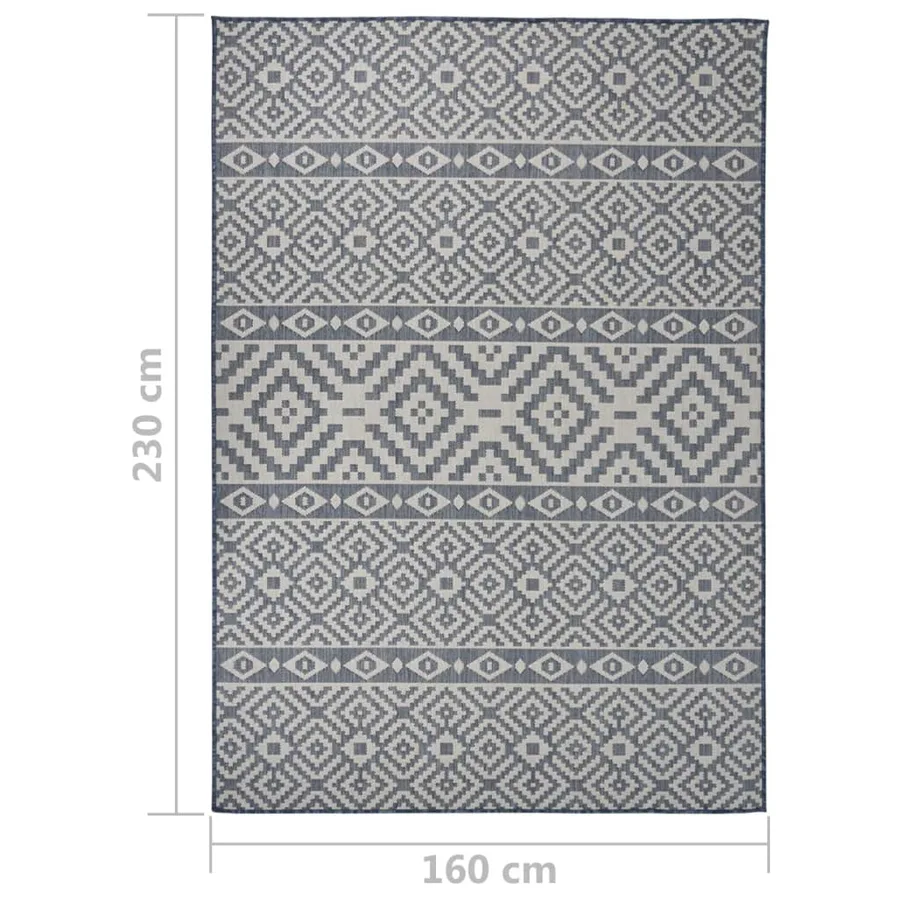 Tapis à tissage plat d'extérieur 160x230 cm Rayures bleues - 6