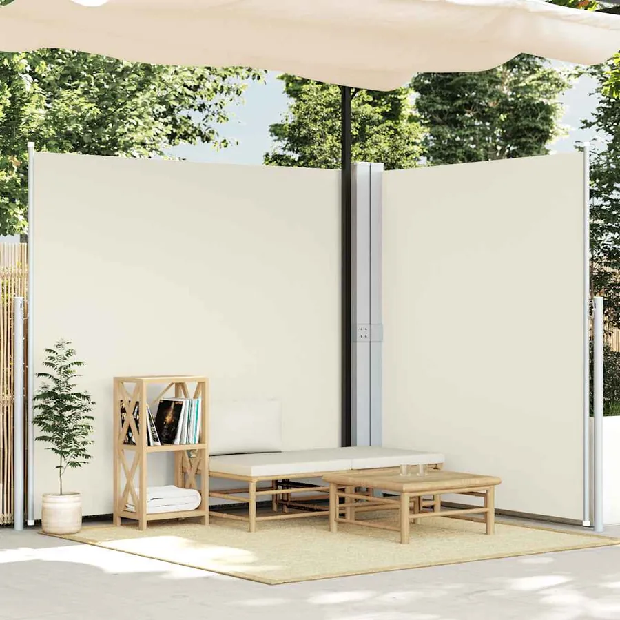 Auvent latéral double rétractable de patio 170x600 cm Crème