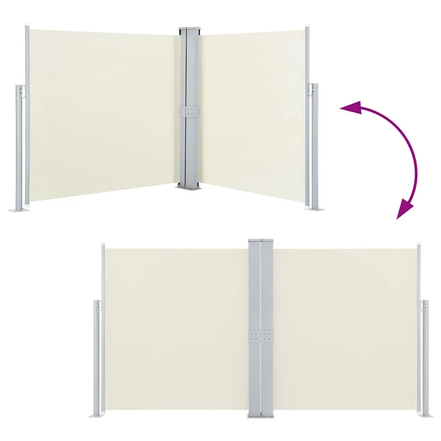 Auvent latéral double rétractable de patio 170x600 cm Crème - 5