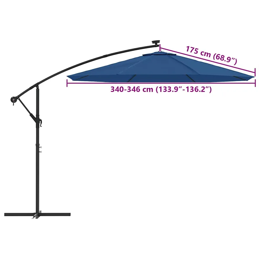 Tissu de remplacement pour parasol déporté Bleu azuré 350 cm - 8