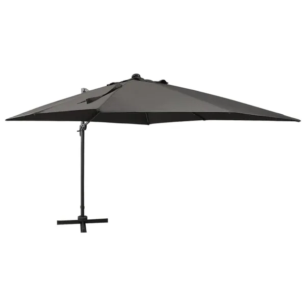 Parasol de jardin en porte-à-faux avec mât et lumières LED
