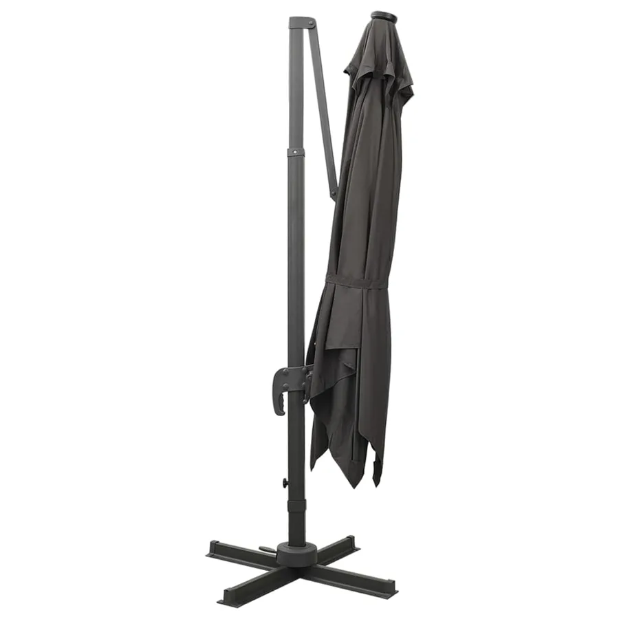 Parasol de jardin en porte-à-faux avec mât et lumières LED - 3