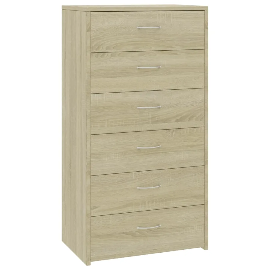 Buffet avec 6 tiroirs Chêne sonoma 50x34x96cm Bois d'ingénierie - 2