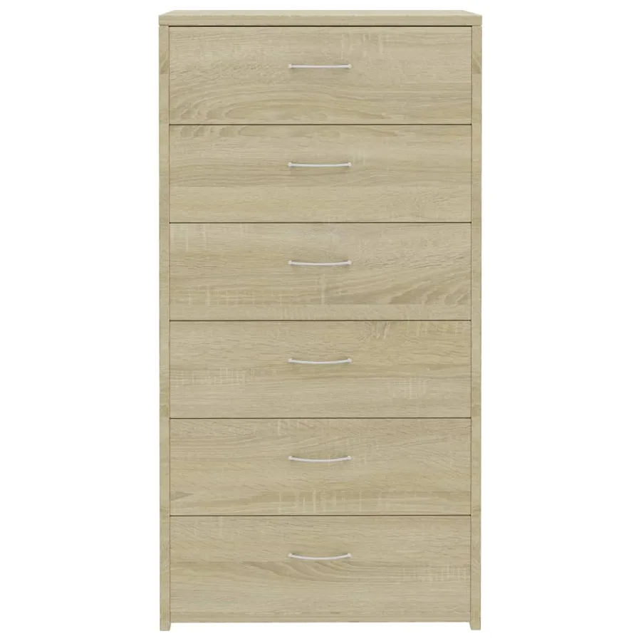 Buffet avec 6 tiroirs Chêne sonoma 50x34x96cm Bois d'ingénierie - 4