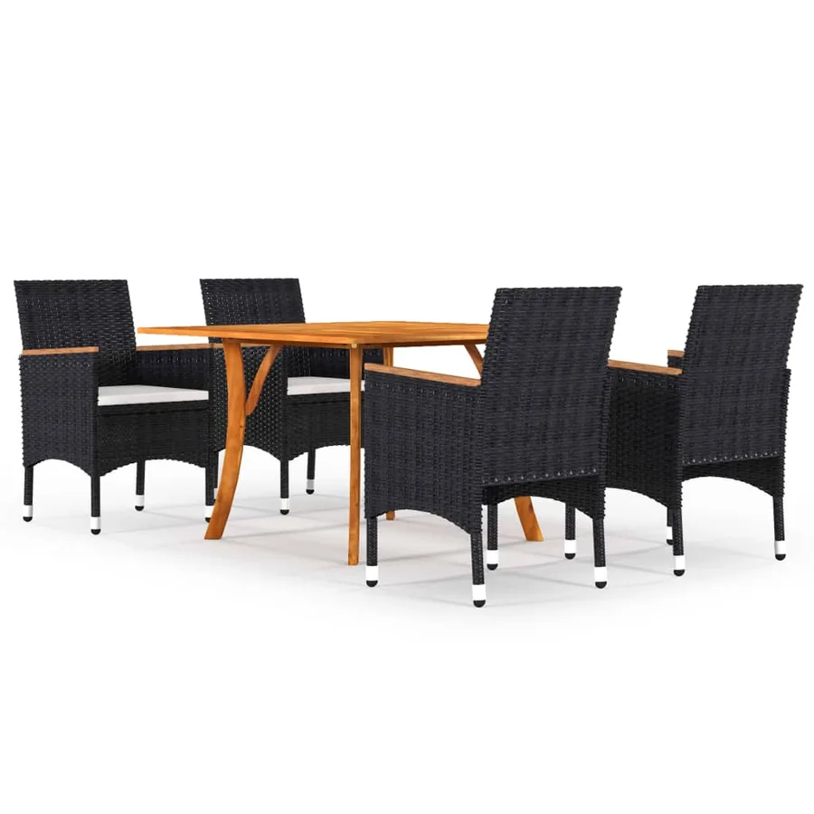 Ensemble à manger de jardin 5 pcs Noir