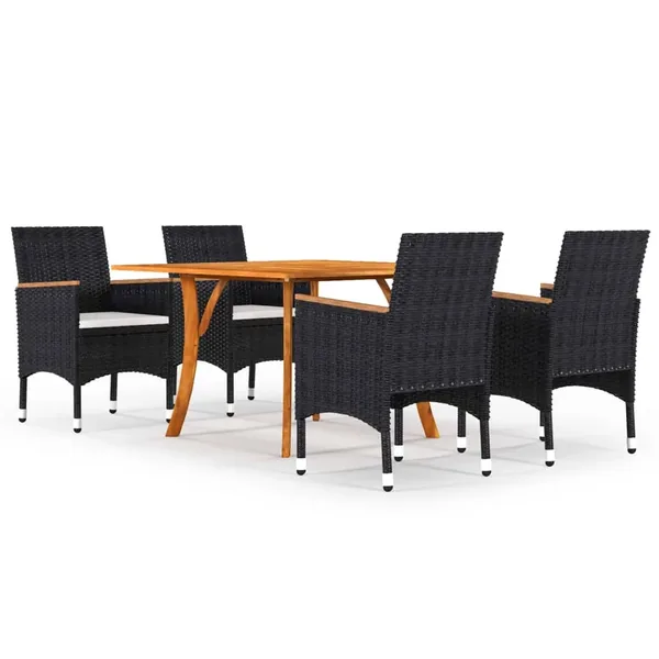 Ensemble à manger de jardin 5 pcs Noir