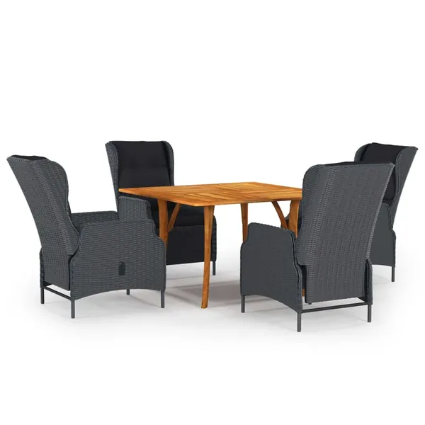 Ensemble à manger de jardin 5 pcs Gris foncé