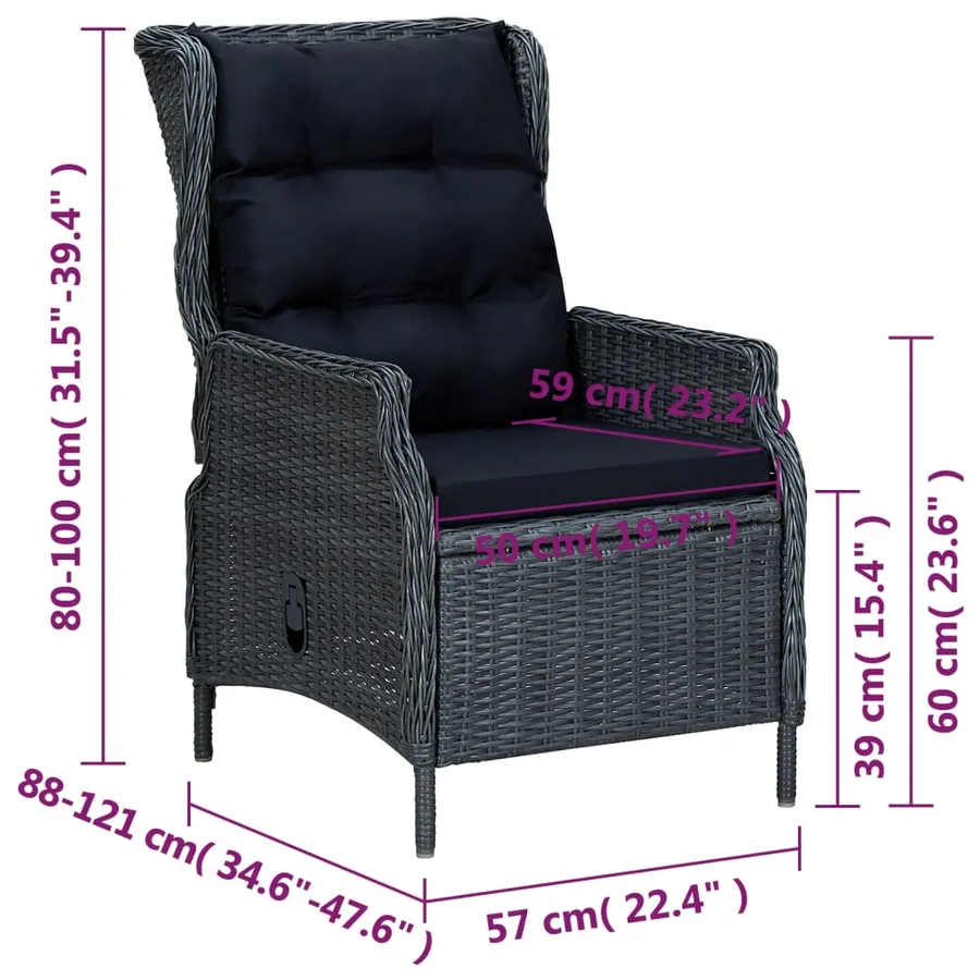 Ensemble à manger de jardin 5 pcs Gris foncé - 10