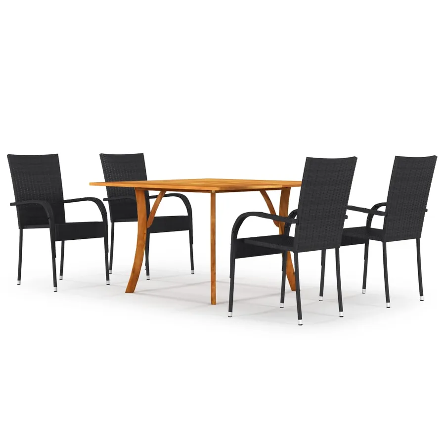 Ensemble à manger de jardin 5 pcs Noir