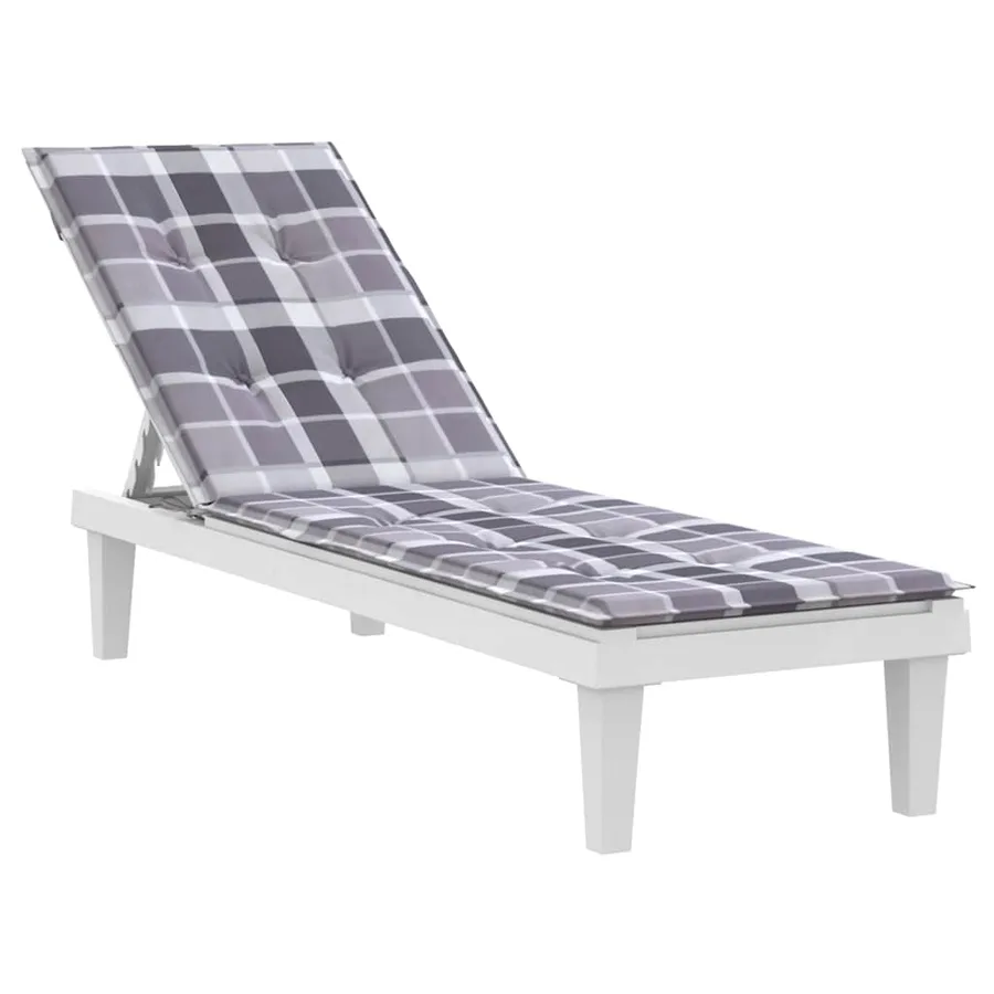 Coussin de chaise de terrasse carreaux gris (75+105)x50x4 cm - 3