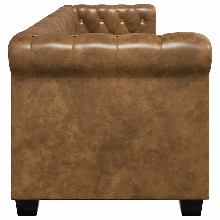 Canapé Chesterfield 3 places cuir artificiel marron - 4
