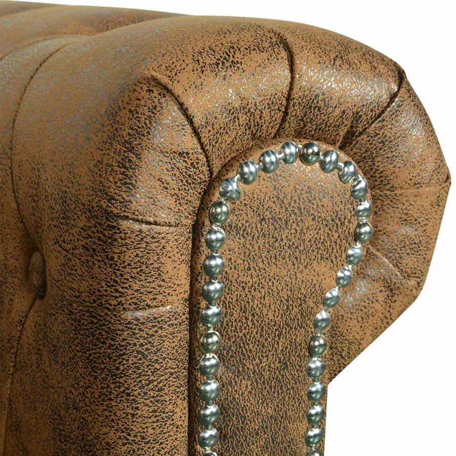 Canapé Chesterfield 3 places cuir artificiel marron - 6