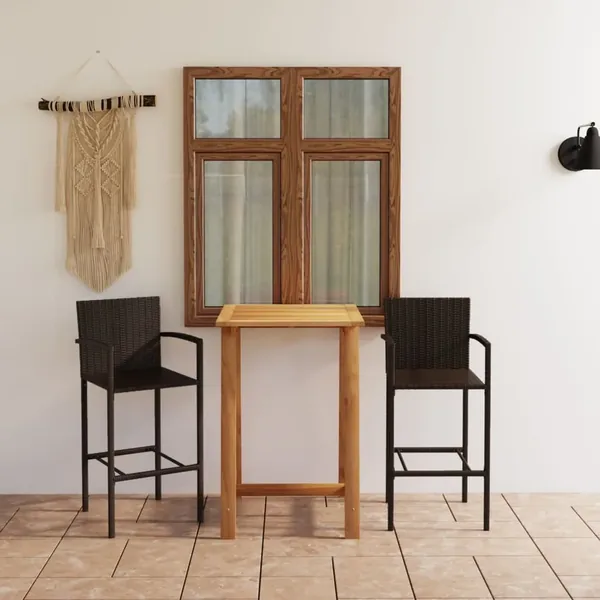 Ensemble de bar de jardin 3 pcs Marron