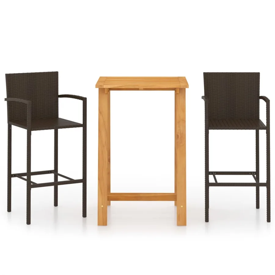 Ensemble de bar de jardin 3 pcs Marron - 2