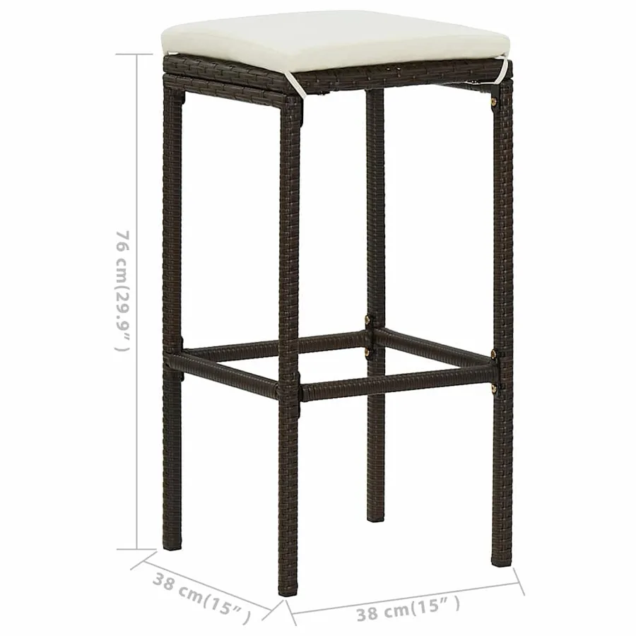 Ensemble de bar de jardin avec coussins 5 pcs Noir - 11