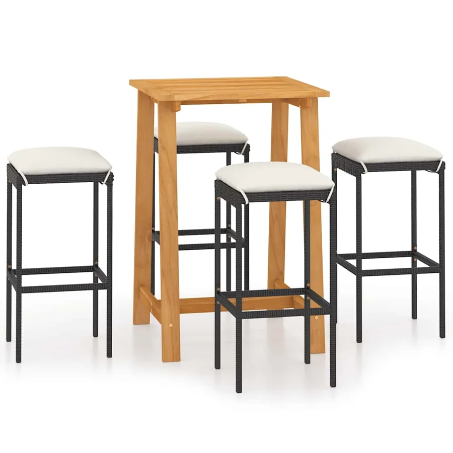 Ensemble de bar de jardin avec coussins 5 pcs Noir - 2