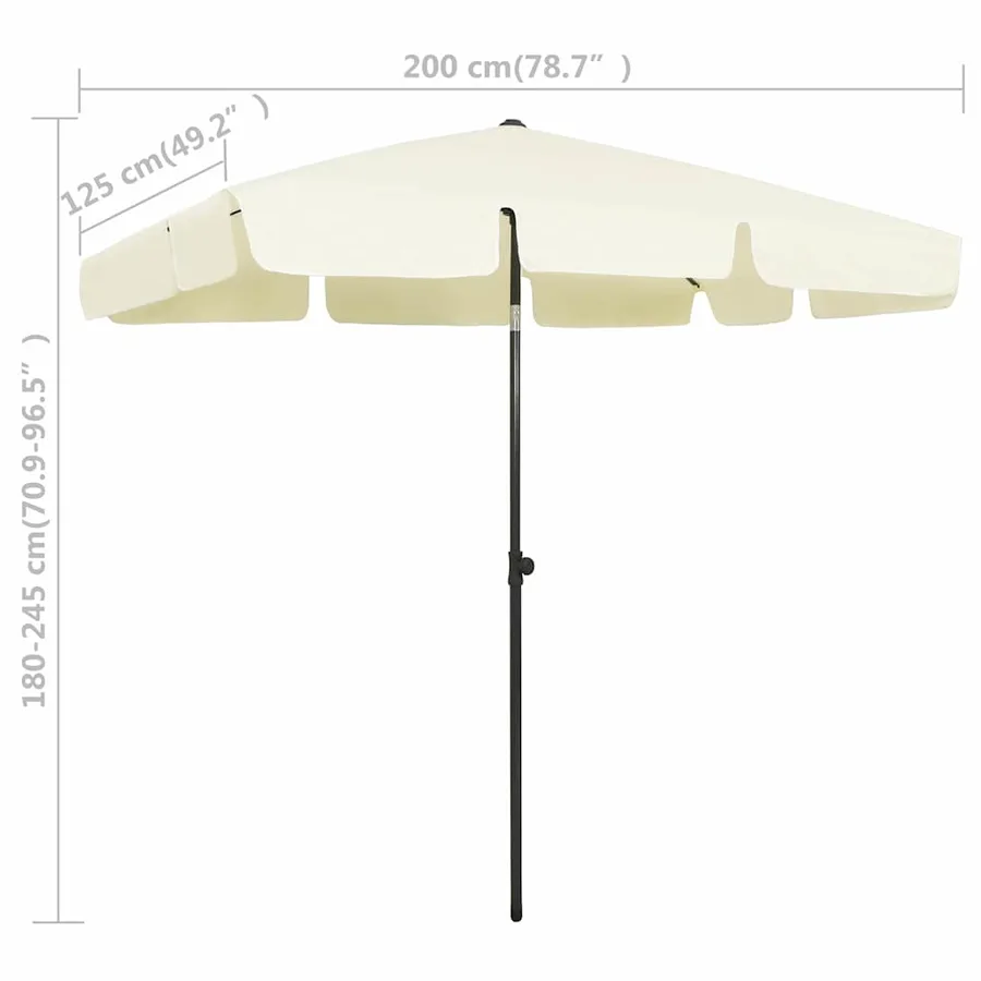 Parasol de plage jaune sable 200x125 cm - 8