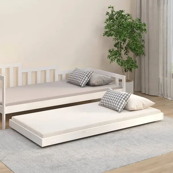 Cadre de lit sans matelas blanc 75x190 cm bois de pin massif