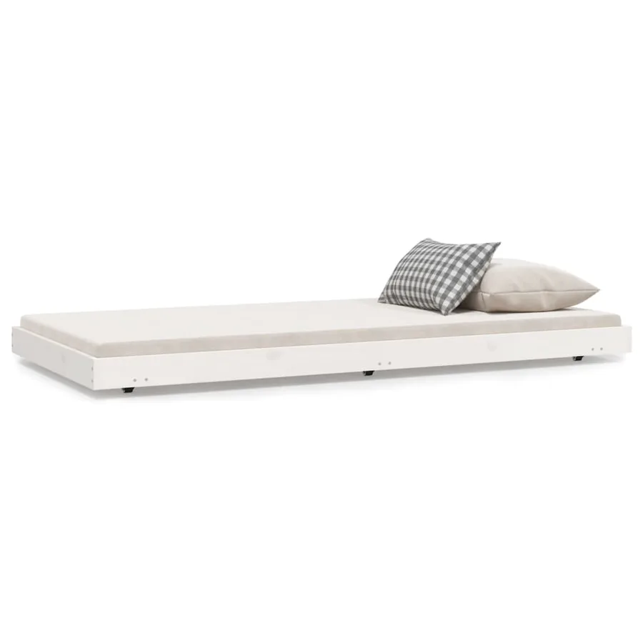 Cadre de lit sans matelas blanc 75x190 cm bois de pin massif - 2