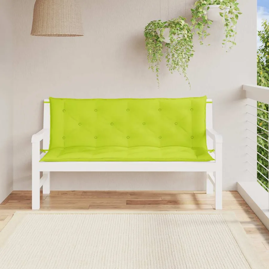 Coussin de banc de jardin vert vif 150x(50+50)x7cm tissu oxford - 3