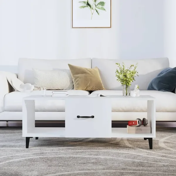 Table basse Blanc 102x50x40 cm Bois d'ingénierie