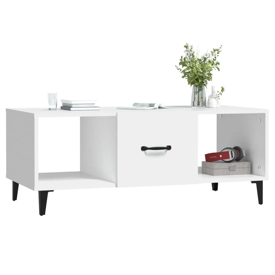 Table basse Blanc 102x50x40 cm Bois d'ingénierie - 4