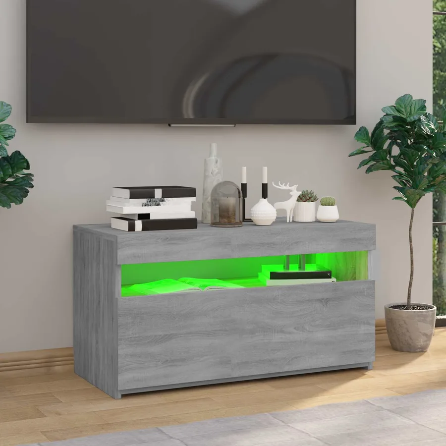Meuble TV avec lumières LED Sonoma gris 75x35x40 cm - 3