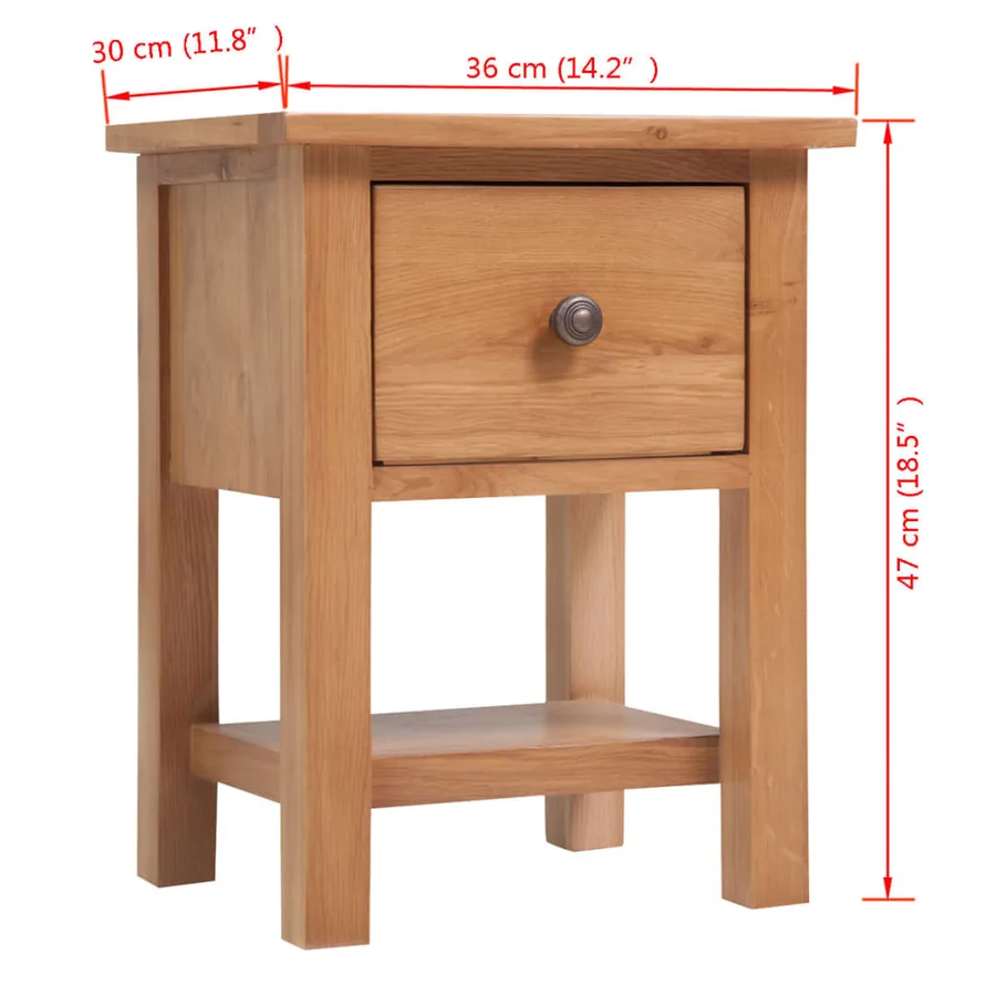 Table de chevet 36x30x47 cm Bois de chêne massif - 6