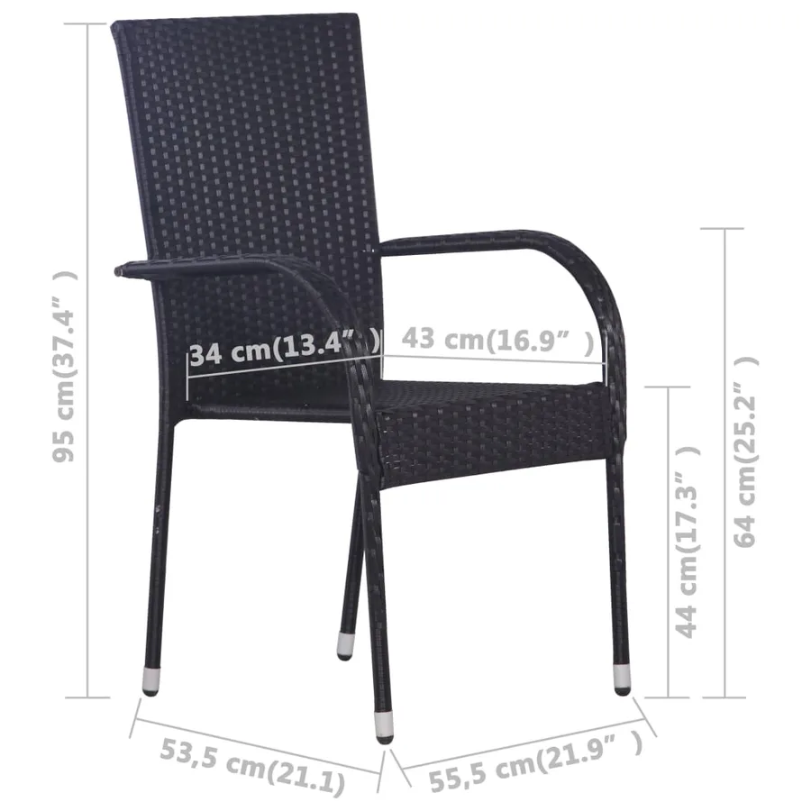 Ensemble à manger de jardin 7 pcs Noir - 9
