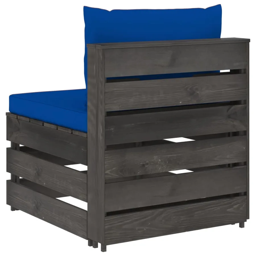 Canapé central sectionnel avec coussins Bois imprégné de gris - 4