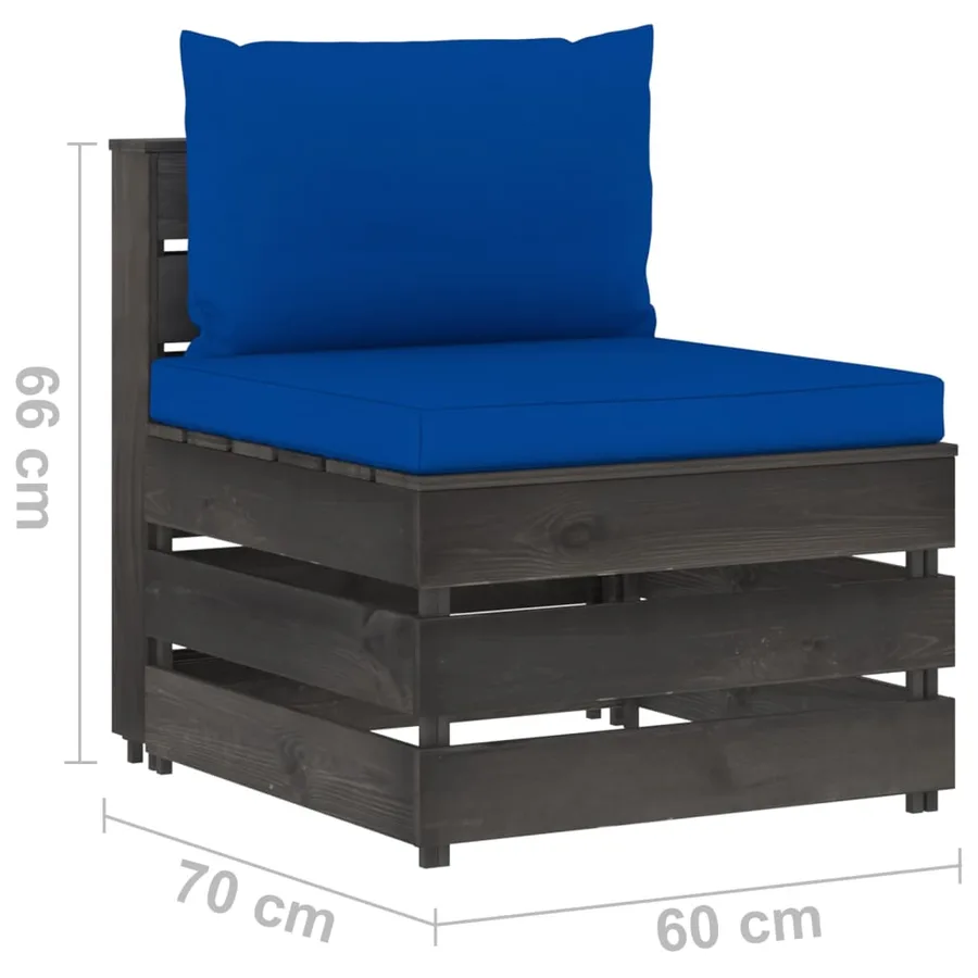 Canapé central sectionnel avec coussins Bois imprégné de gris - 6