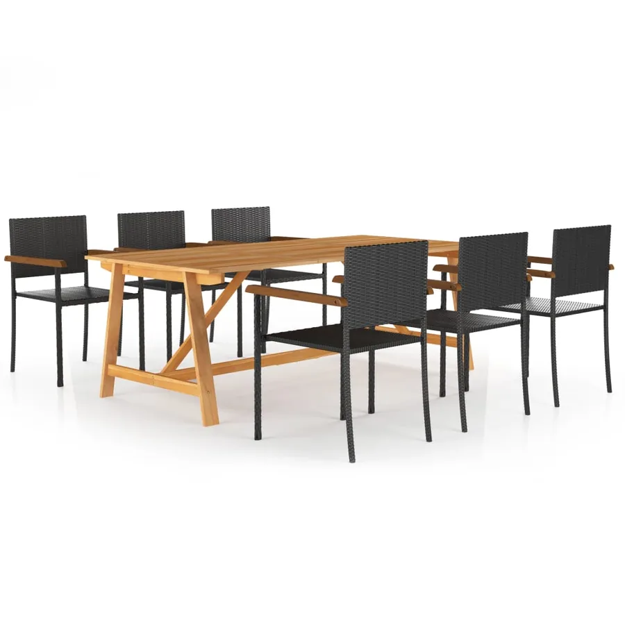 Ensemble à manger de jardin 7 pcs Noir