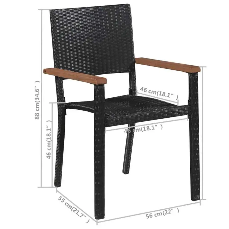 Ensemble à manger de jardin 7 pcs Noir - 11
